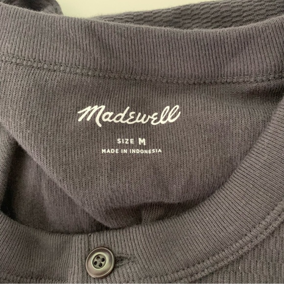 NWT Madewell Thermal Henley Tee Black Coal - Picture 4 of 8